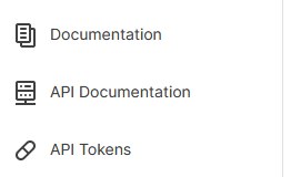 API documentation menu
